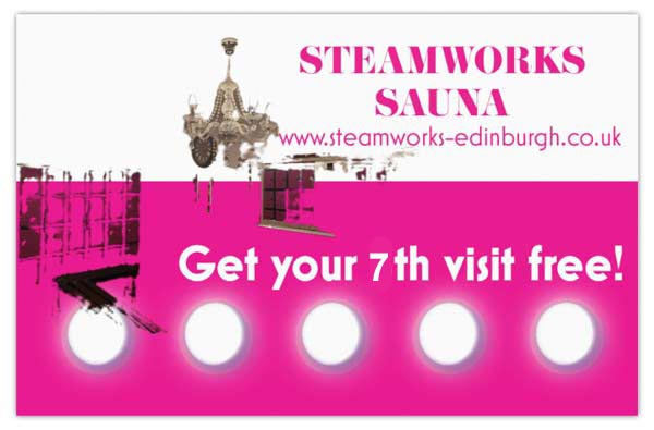 Steamworks Sauna loyalty card: Get your 7th visit free!